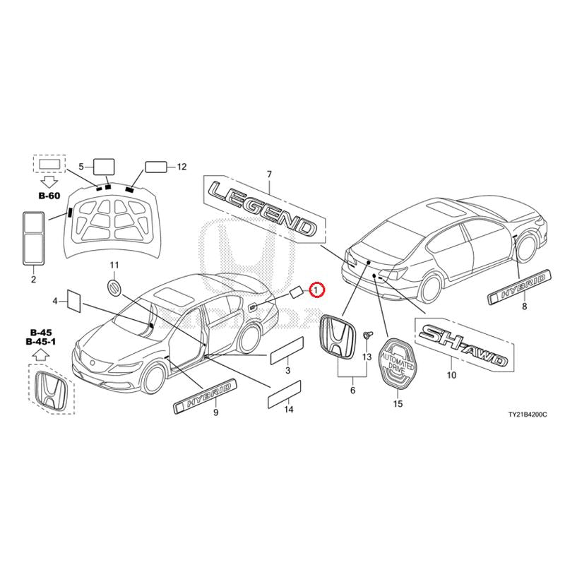 [NEW] JDM HONDA LEGEND HYBRID KC2 2018 Emblem/Caution Label GENUINE OEM