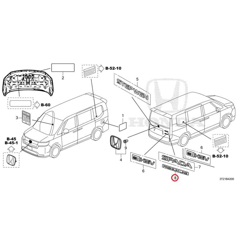NEW] JDM HONDA STEP WGN e:HEV RP8 2022 Emblem/Caution Label