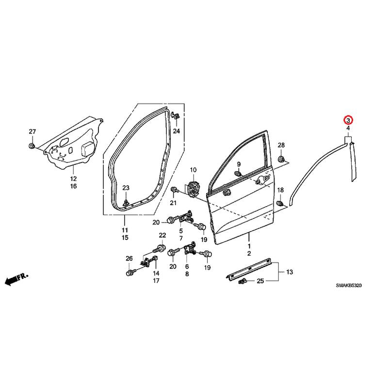 [NEW] JDM HONDA STREAM RN6 2013 Front Door Panel GENUINE OEM