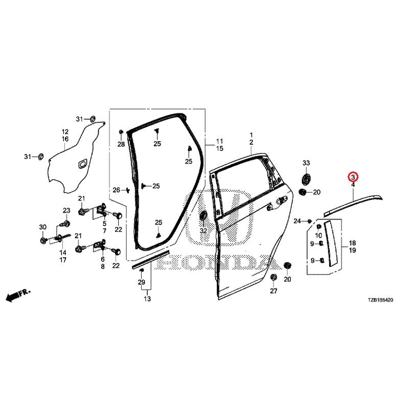 [NEW] JDM HONDA FIT e:HEV GR3 2021 Rear Door Panel GENUINE OEM