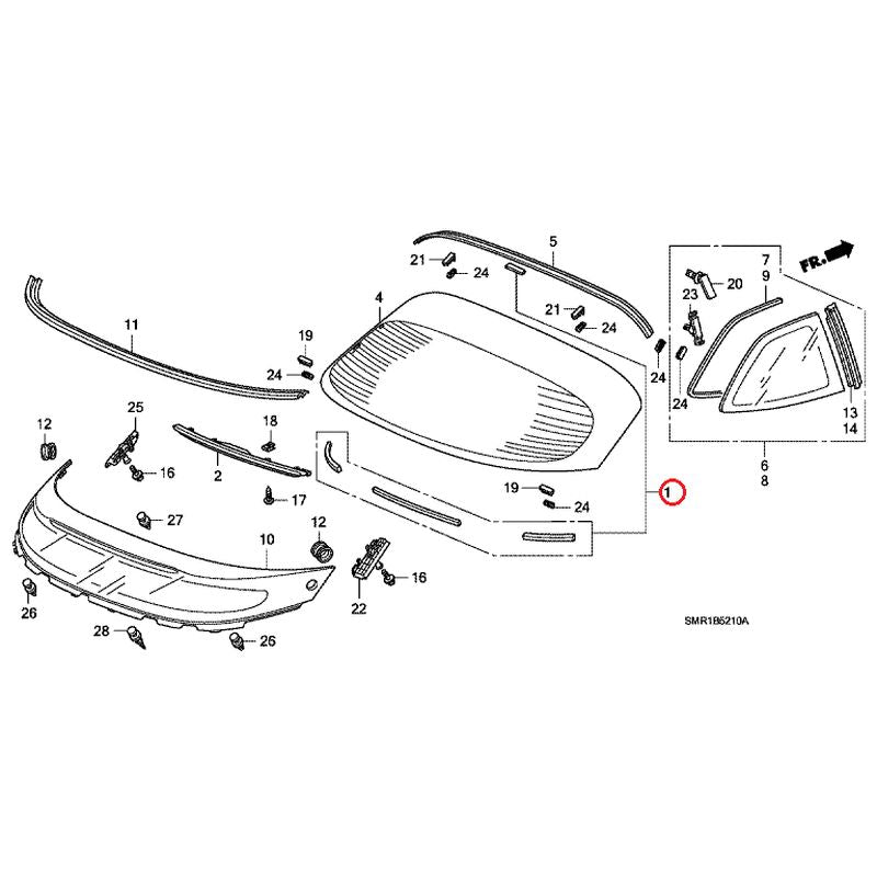 [NEW] JDM HONDA CIVIC FN2 2009 Rear Windshield Glass/Quarter Glass GENUINE OEM