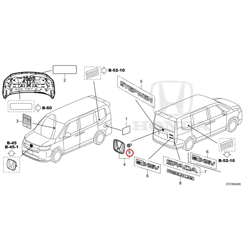 NEW] JDM HONDA STEP WGN e:HEV RP8 2022 Emblem/Caution Label