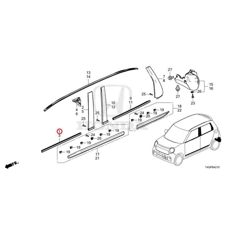 [NEW] JDM HONDA N-ONE JG3 2023 Molding/side sill garnish (1) GENUINE OEM