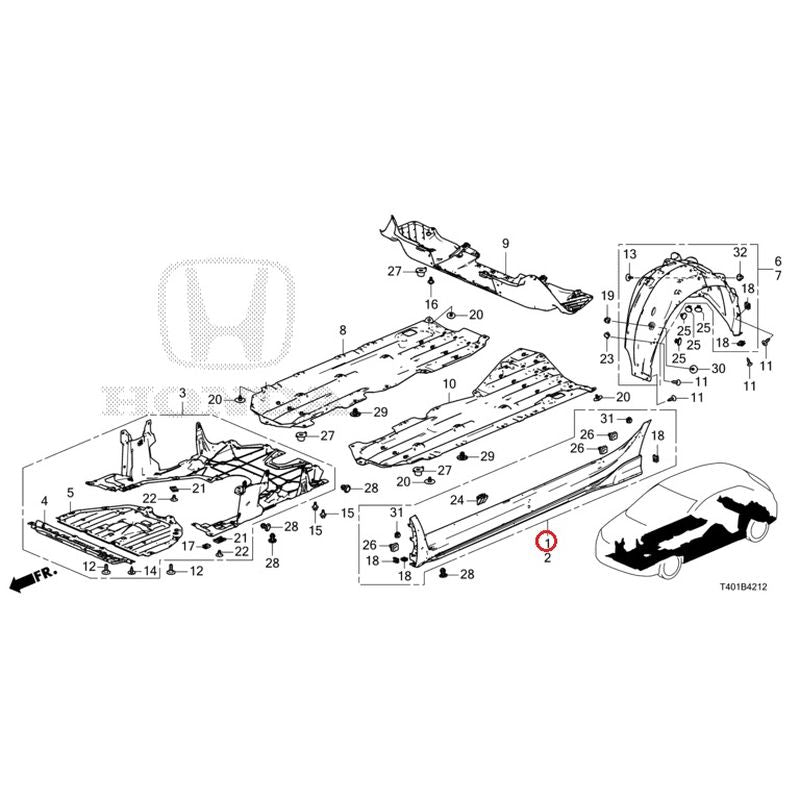 [NEW] JDM HONDA CIVIC FL5 2023 Side Sill Garnish/Under Cover (TYPE R) GENUINE OEM