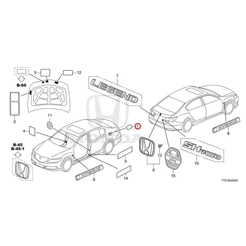 [NEW] JDM HONDA LEGEND HYBRID KC2 2020 Emblem/Caution Label GENUINE OEM