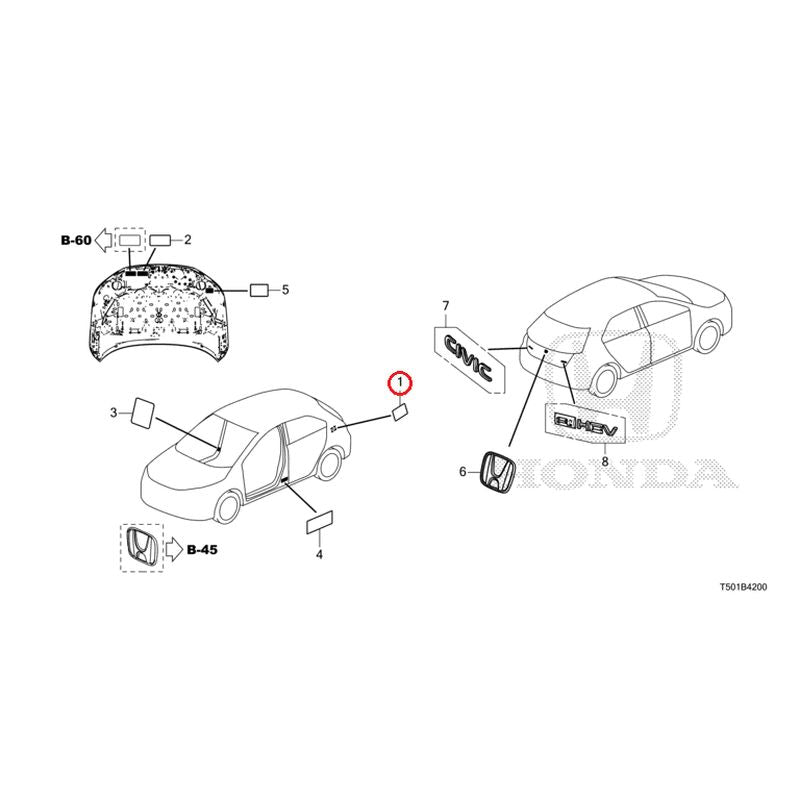 [NEW] JDM HONDA Civic e:HEV FL4 2025 Emblem/Caution Label GENUINE OEM