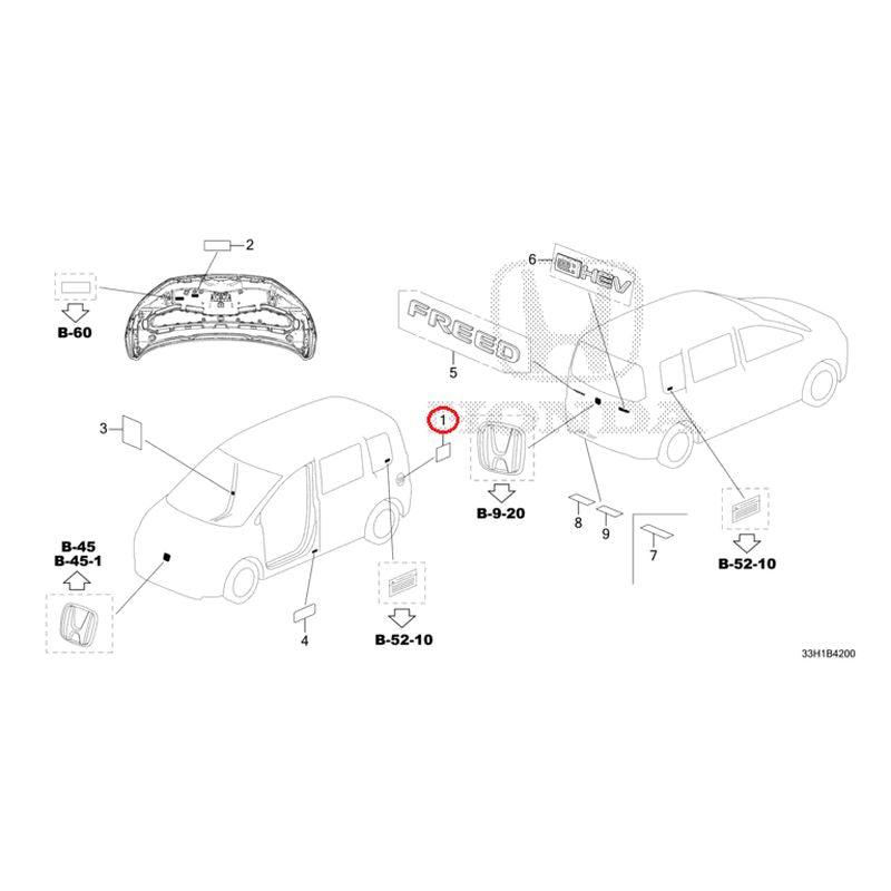 [NEW] JDM HONDA FREED e:HEV GT8 2025 Emblem/Caution Label GENUINE OEM