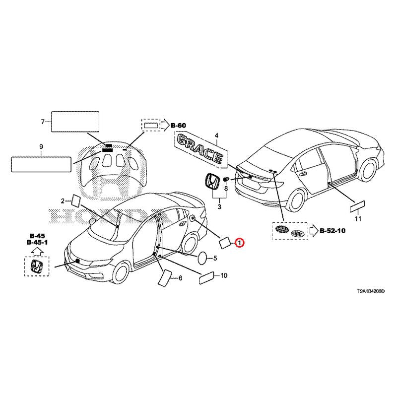 [NEW] JDM HONDA GRACE GM6 2015 Emblem/Caution Label GENUINE OEM