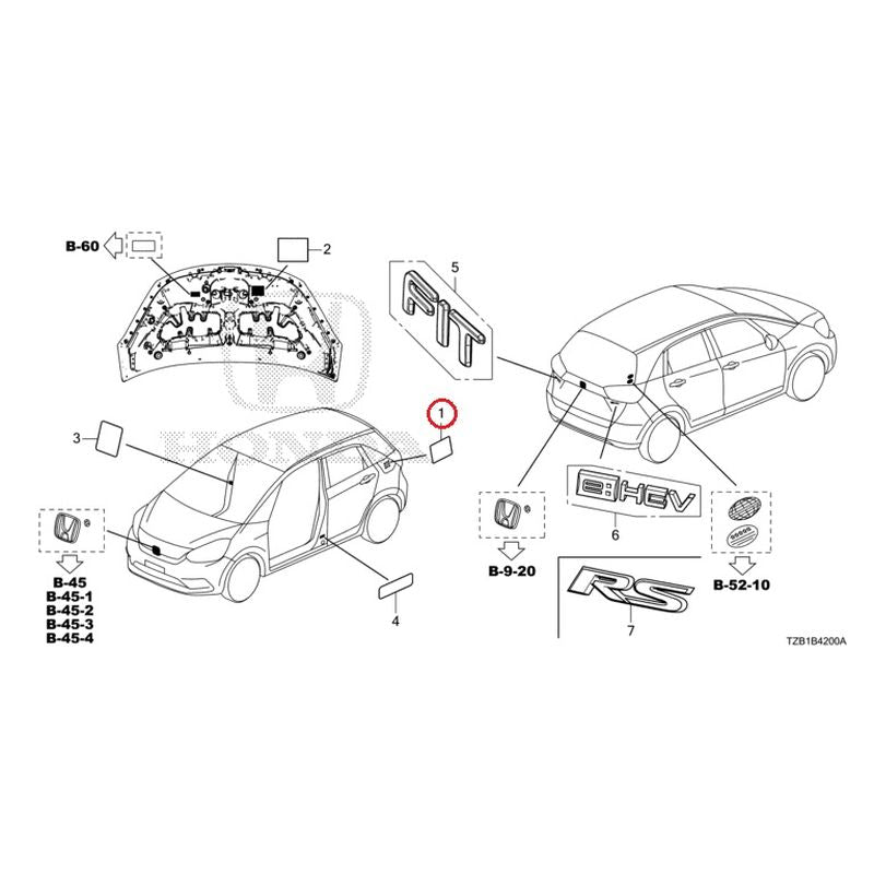 [NEW] JDM HONDA FIT e:HEV GR3 2023 Emblem/Caution Label GENUINE OEM