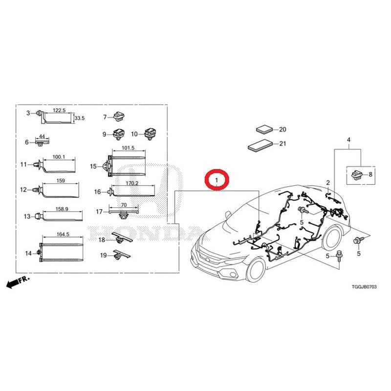 [NEW] JDM HONDA CIVIC FK8 2020 Wire Harness (4) GENUINE OEM