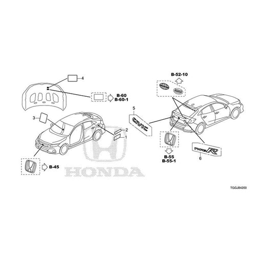 [NEW] JDM HONDA CIVIC FK8 2020 Emblem Caution Label GENUINE OEM