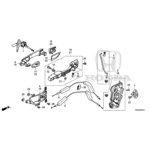 [NEW] JDM HONDA CIVIC FK8 2020 Front Door Lock Outer Handle GENUINE OEM