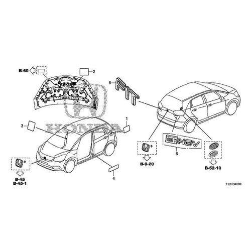 [NEW] JDM HONDA FIT e:HEV GR3 2020 Emblem Caution Label GENUINE OEM