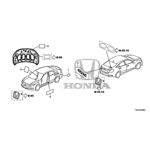 [NEW] JDM HONDA CIVIC FC1 2020 Emblem/Caution Label GENUINE OEM