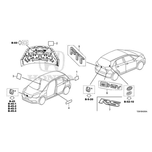 [NEW] JDM HONDA FIT e:HEV GR3 2023 Emblem/Caution Label GENUINE OEM