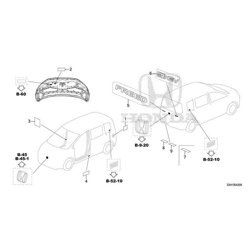 [NEW] JDM HONDA FREED e:HEV GT8 2025 Emblem/Caution Label GENUINE OEM