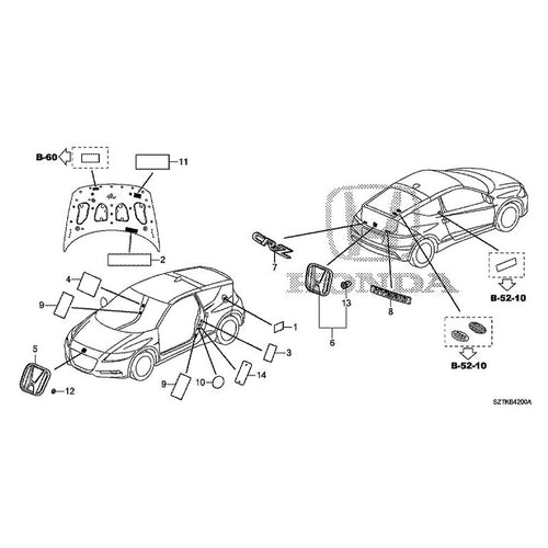 [NEW] JDM HONDA CR-Z ZF2 2014 Emblem/Caution Label GENUINE OEM