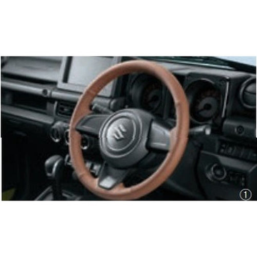 [NEW] JDM Suzuki Jimny SIERRA JB74W Leather Steering Cover Brown Genuine OEM